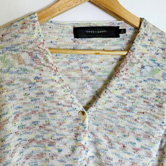 Code x Mode Minimalist Preppy Knit Space Dye cropped Layered Cardigan size S - Picture 10 of 12